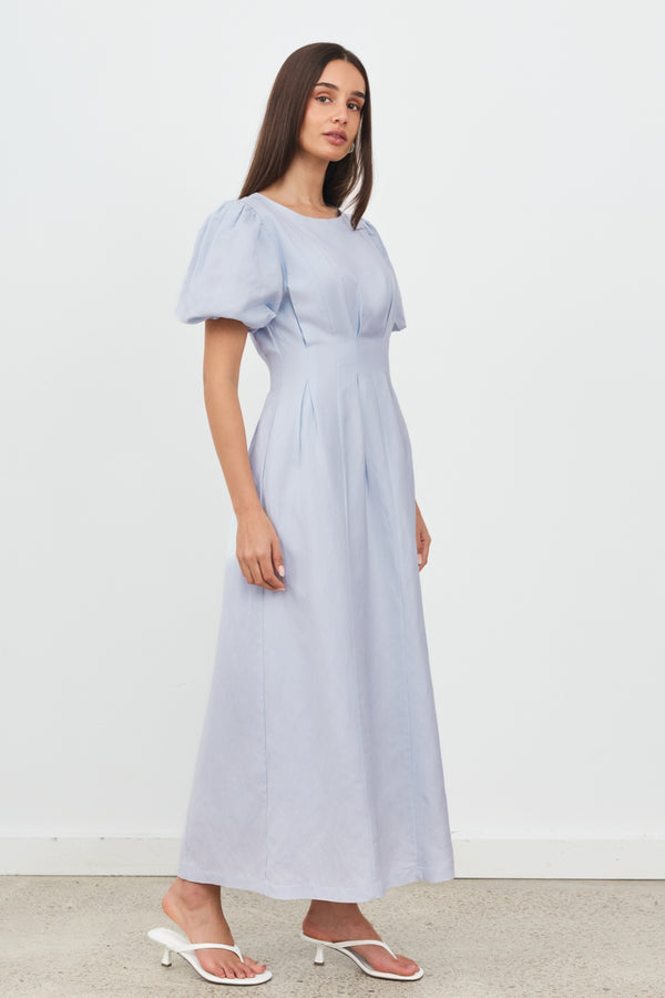 Sky Blue Air Linen Maxi Dress