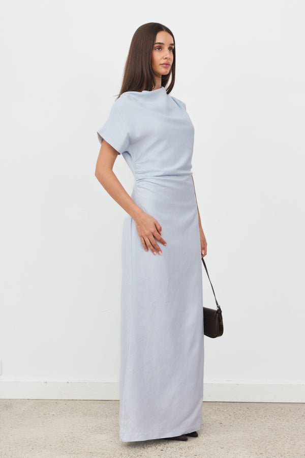 Sky Blue Valencia Linen Maxi Dress