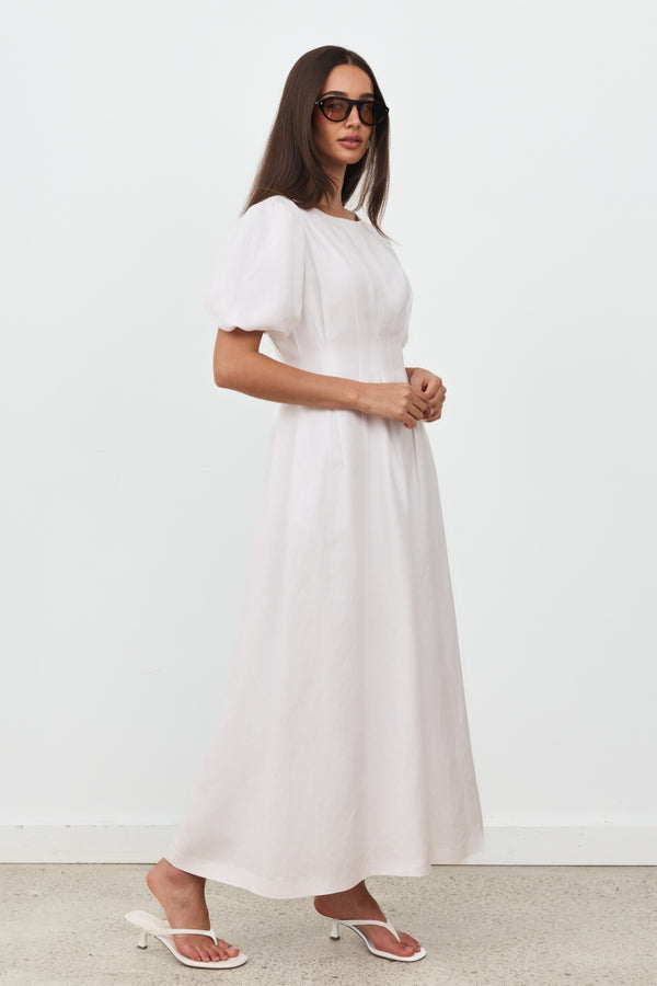 White Air Linen Maxi Dress