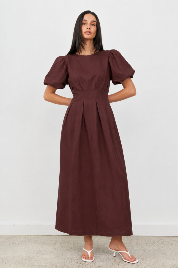 Brown Air Linen Maxi Dress