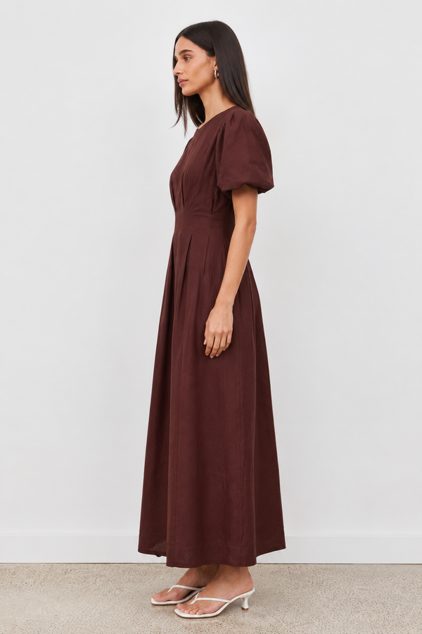 Brown Air Linen Maxi Dress