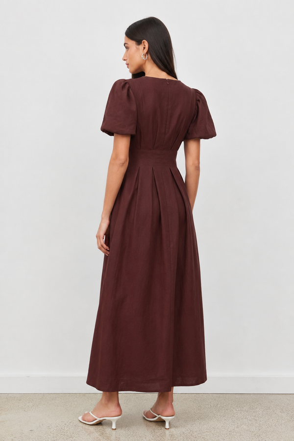 Brown Air Linen Maxi Dress