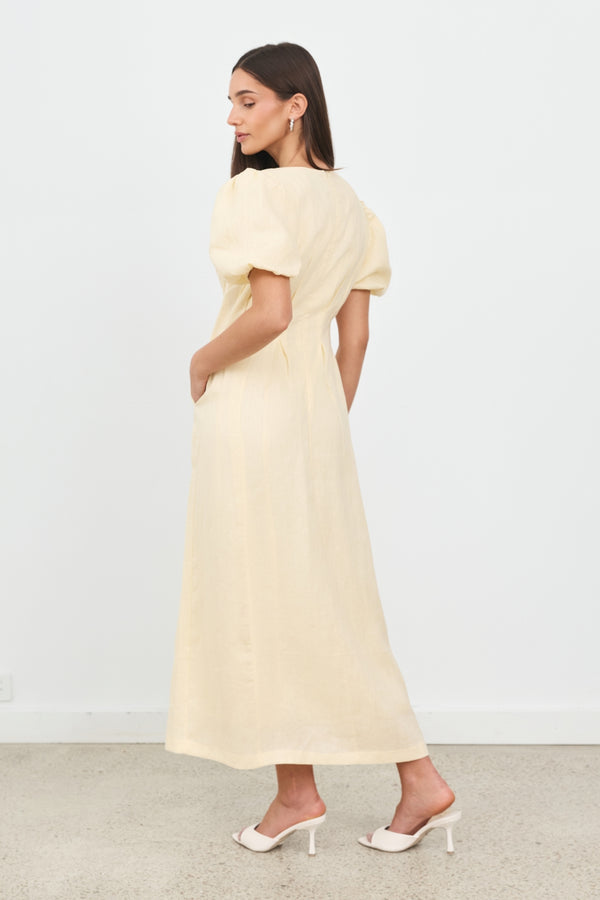 Butter Yellow Air Linen Maxi Dress