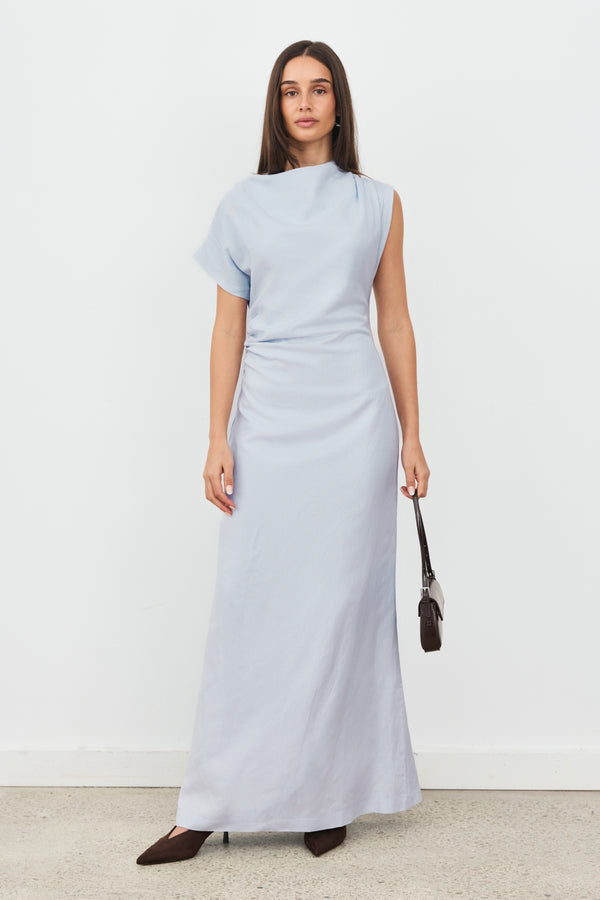 Sky Blue Valencia Linen Maxi Dress