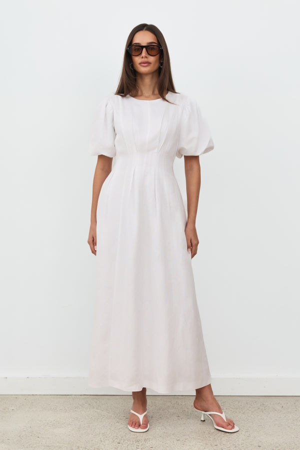 White Air Linen Maxi Dress