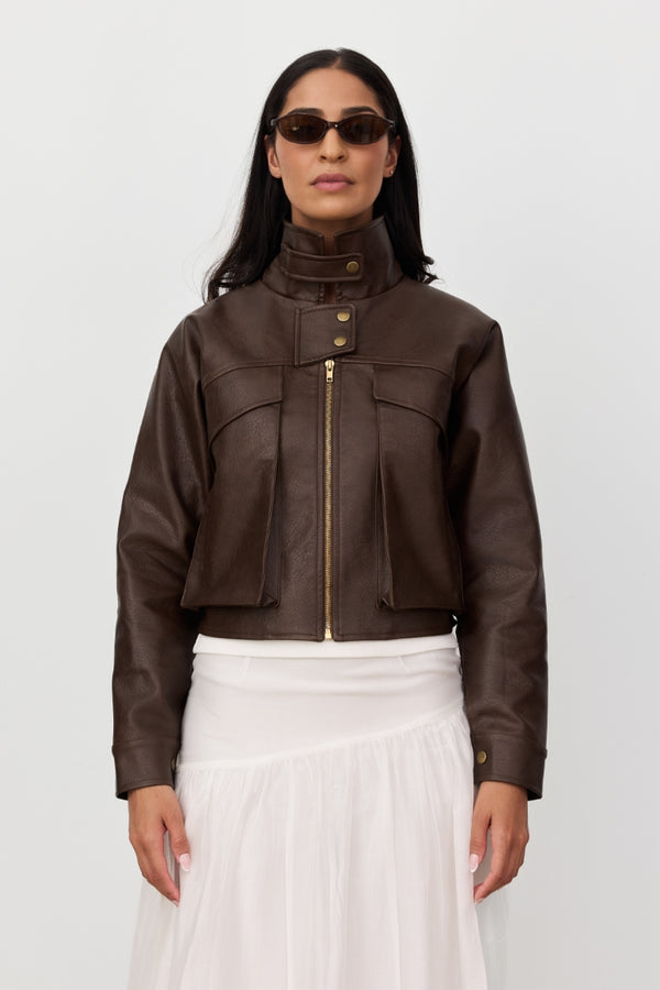 Brown Keira Leather Jacket
