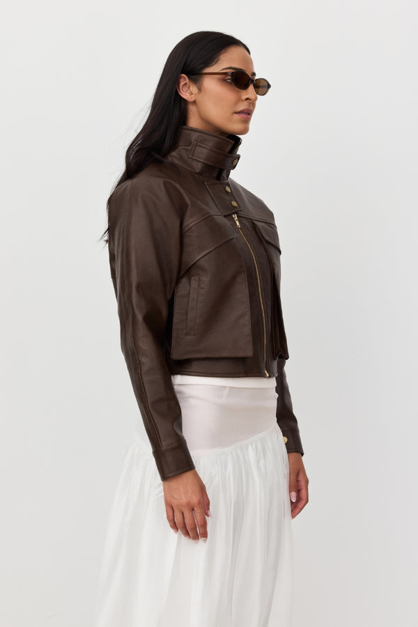 Brown Keira Leather Jacket