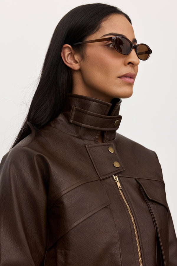 Brown Keira Leather Jacket