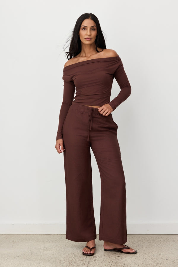 Brown Celine Multi-Way Long Sleeve Top