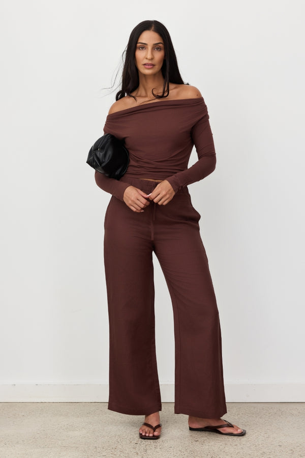 Brown Celine Multi-Way Long Sleeve Top