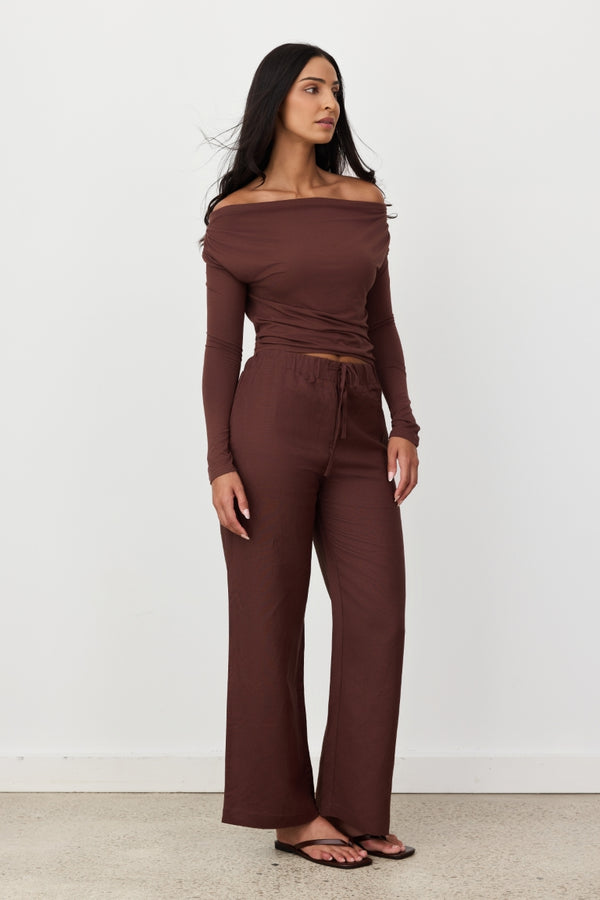 Brown Celine Multi-Way Long Sleeve Top