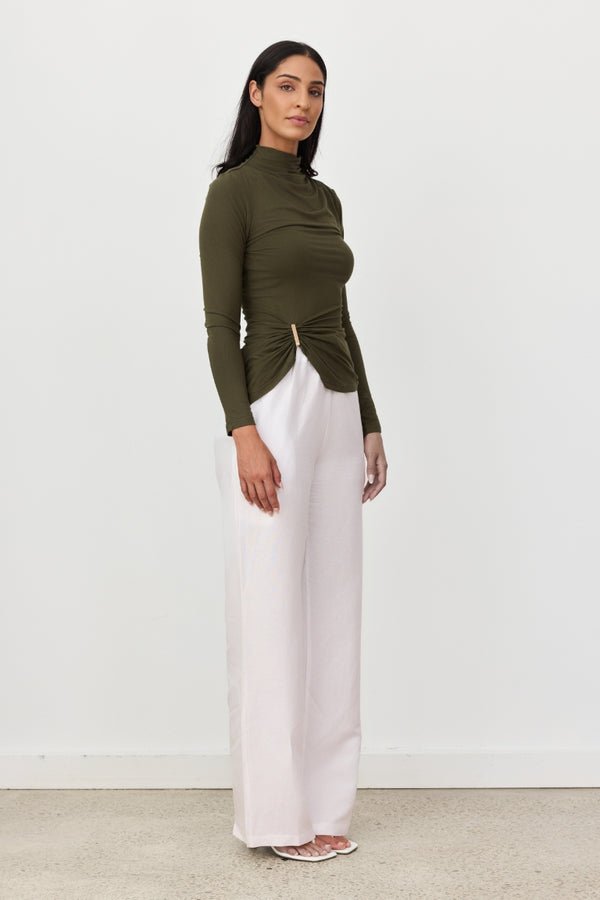 Olive Green Arden Long Sleeve Top