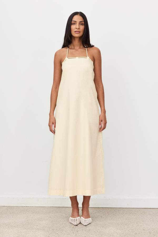 Butter Yellow Hallie Halter Maxi Dress