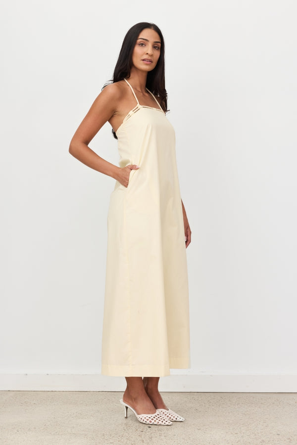 Butter Yellow Hallie Halter Maxi Dress