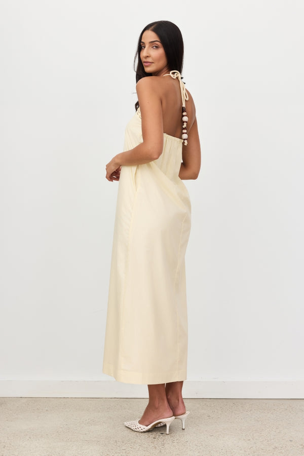 Butter Yellow Hallie Halter Maxi Dress