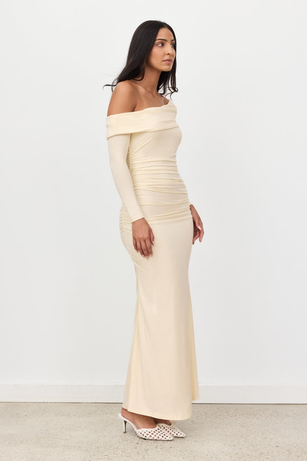 Butter Yellow Estelle Long Sleeve Maxi Dress