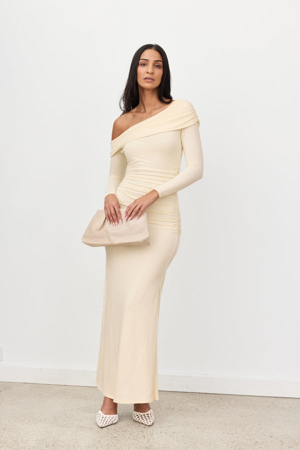 Butter Yellow Estelle Long Sleeve Maxi Dress